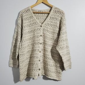 Vintage Tan Knit Cardigan Sweater Size 2X